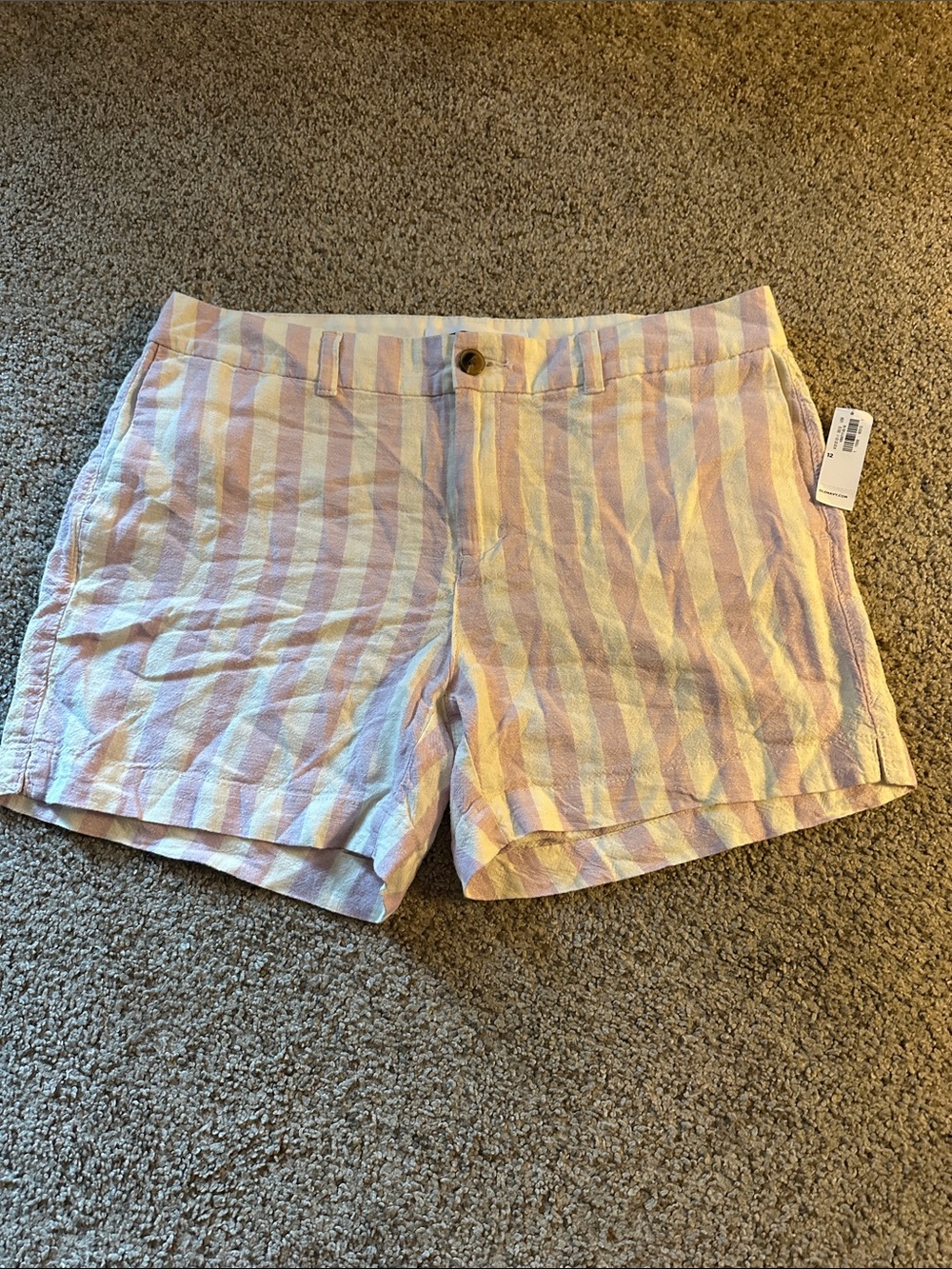 Old Navy Pastel Pink & Yellow Striped Bermuda Shorts